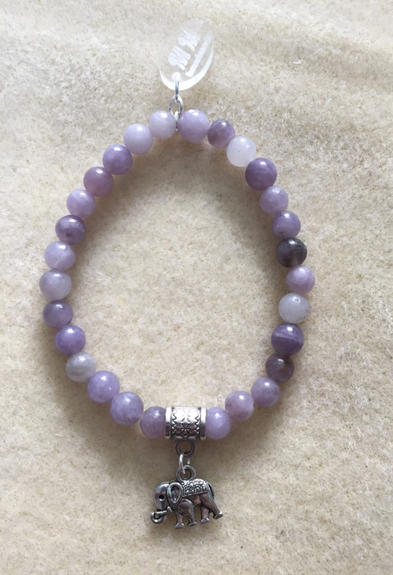 Lilac Quartz Elephant Charm Bracelet