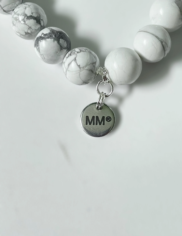 Monochrome Howlite and Volcanic Lava Bracelet