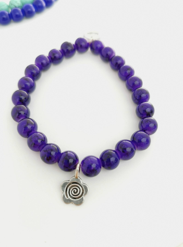 Nature Trio - Glass Beads Flower, Seahorse and Feather Charms Bracelets Pack