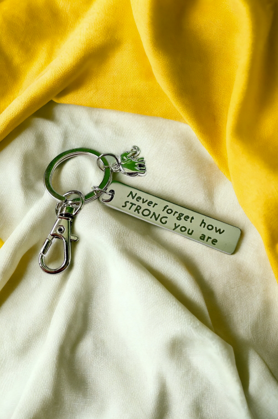Never Forget How STRONG You Are - Elephant Charm Silver Key Ring Key Chain