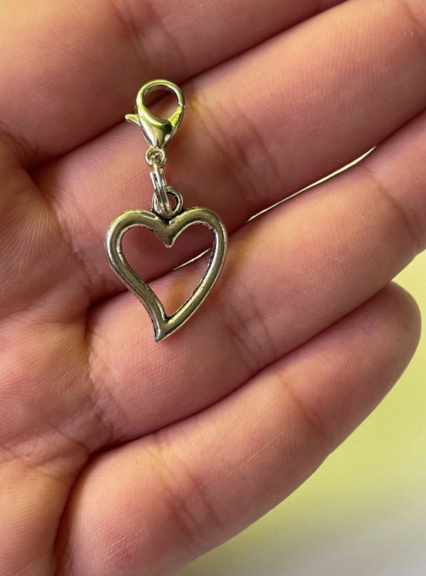 Open Heart Charm Stitch Marker | Charm Bracelet addition | Key Ring addition