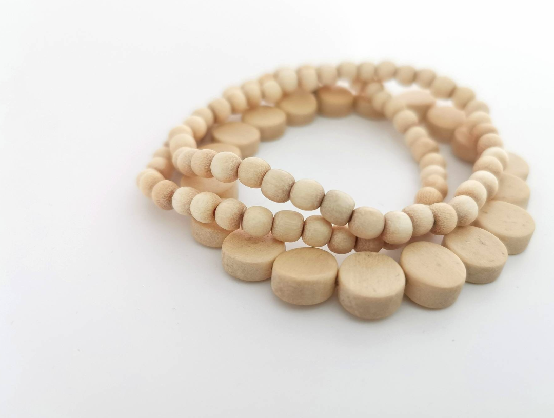 Exotic White Wood Bracelets - Pack of 3