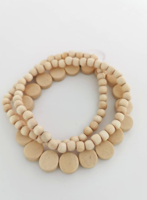 Exotic White Wood Bracelets - Pack of 3