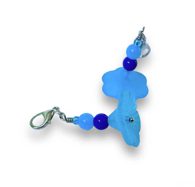 Pack of 3 - Rich Blue Cupped Flower Stitch Marker | Charm Bracelet addition | Key Chain addition
