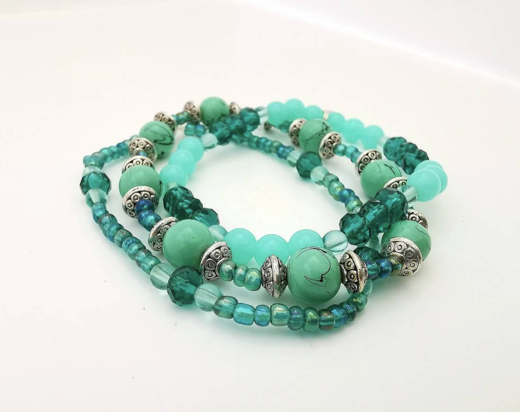 Cayan and Jade Sea Green Bracelets - Pack of 3