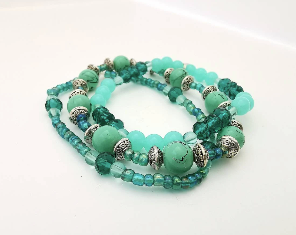 Cayan and Jade Sea Green Bracelets - Pack of 3