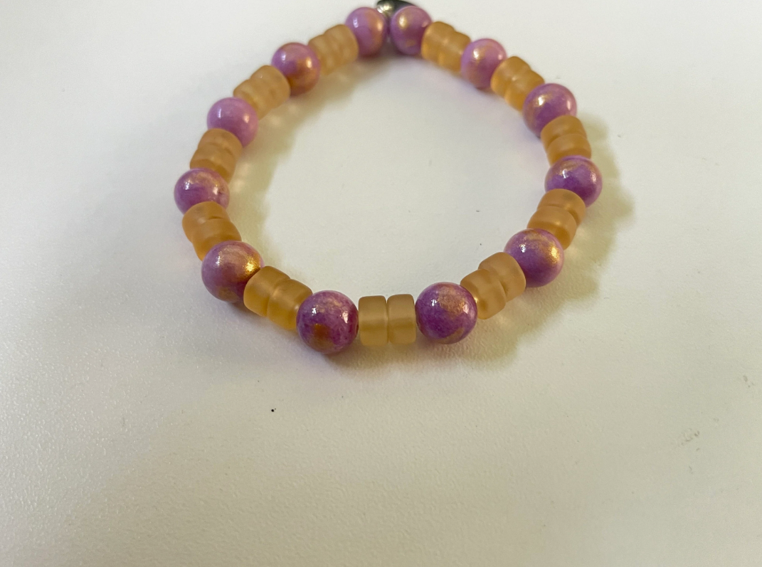 Purple, Gold, Brown and Cream Bracelets - Pack of 7