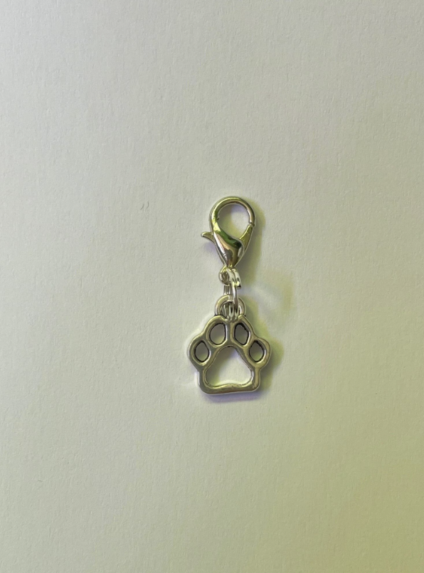 Paw Dog Cat Silver Charm Stitch Marker | Bracelet Addition |  Key Chain Addition | Key Ring Addition