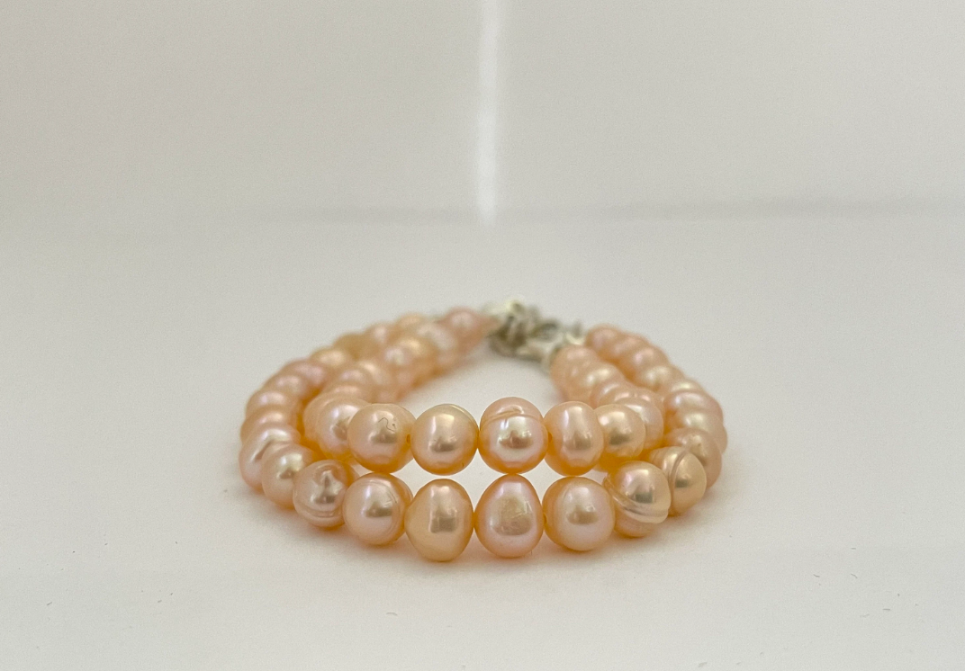 Peach Freshwater Potato Pearl Bracelet