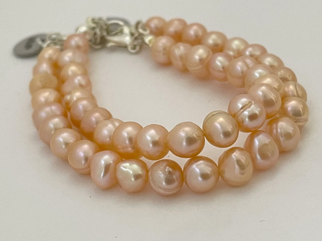 Peach Freshwater Potato Pearl Bracelet