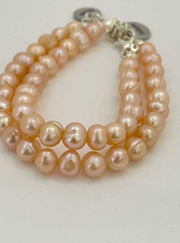 Peach Freshwater Potato Pearl Bracelet