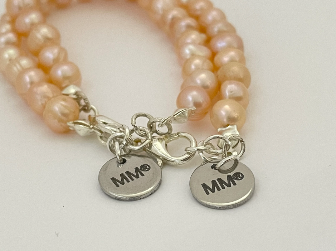 Peach Freshwater Potato Pearl Bracelet
