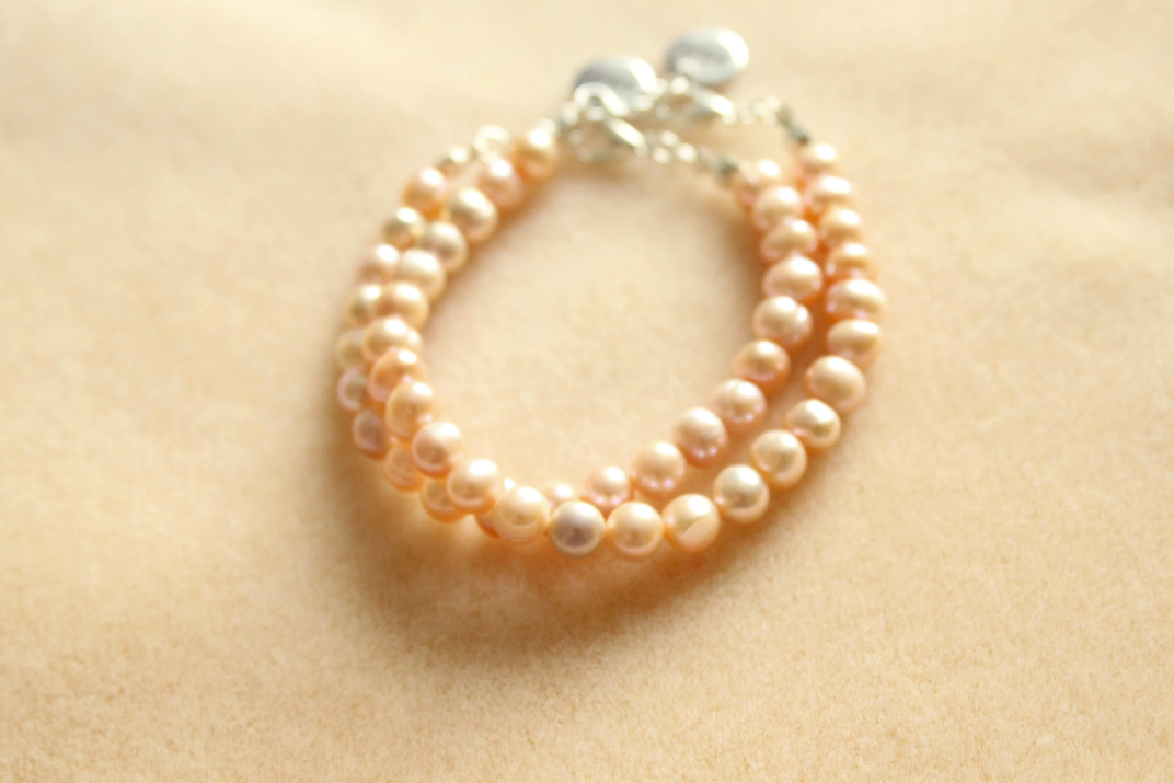 Peach Pink Potato Freshwater Pearl Bracelet