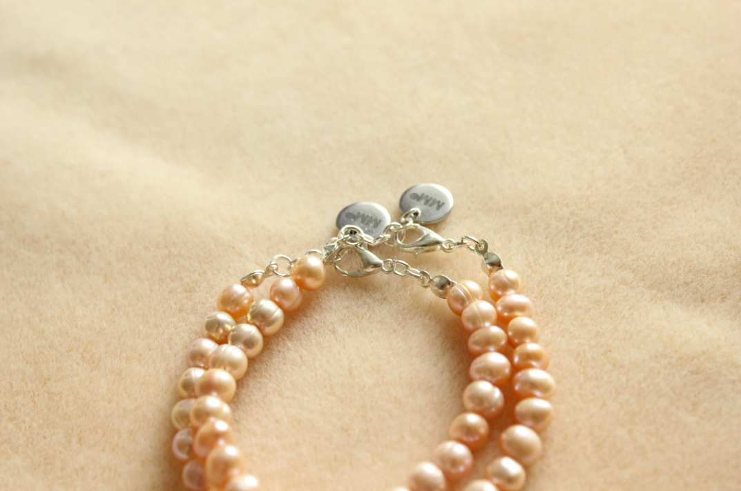 Peach Pink Potato Freshwater Pearl Bracelet
