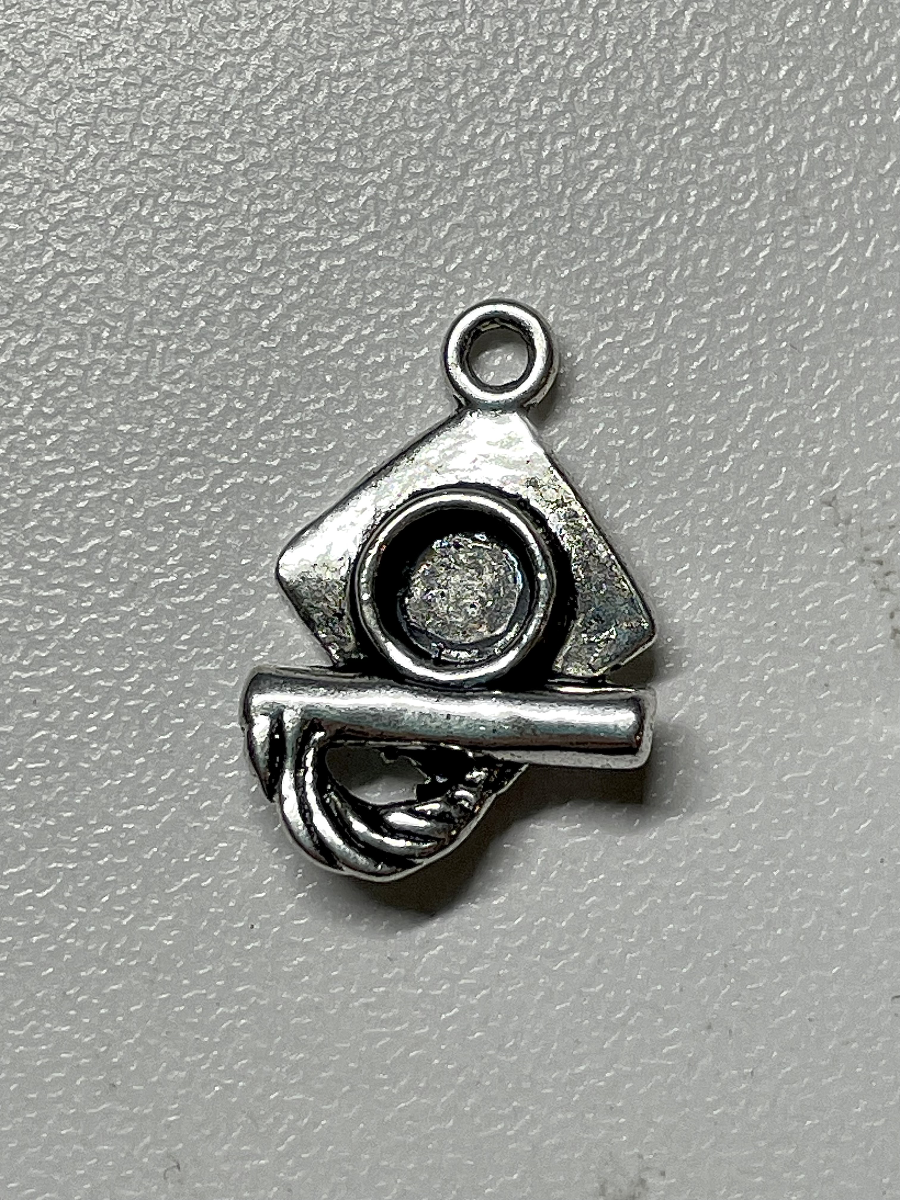 Silver Graduate Graduation Cap Charm