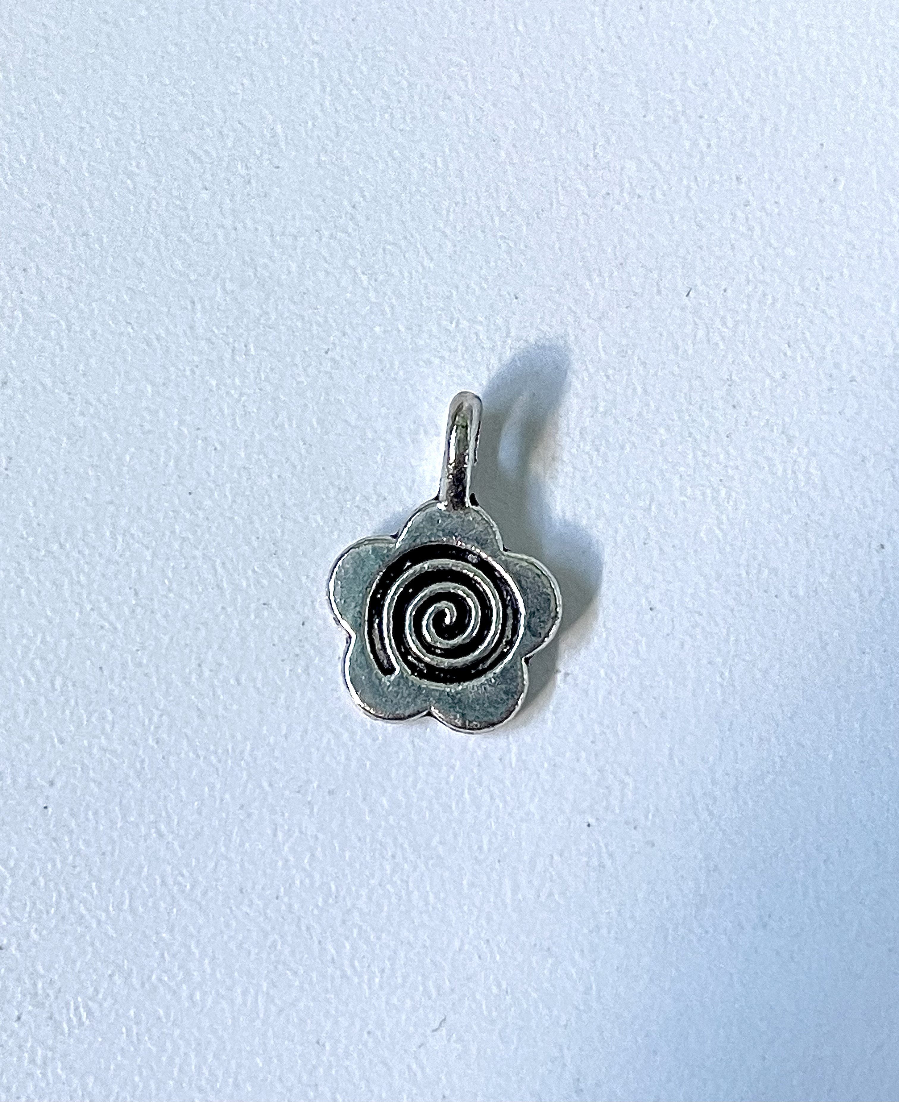 Silver Swirly Flower Charms