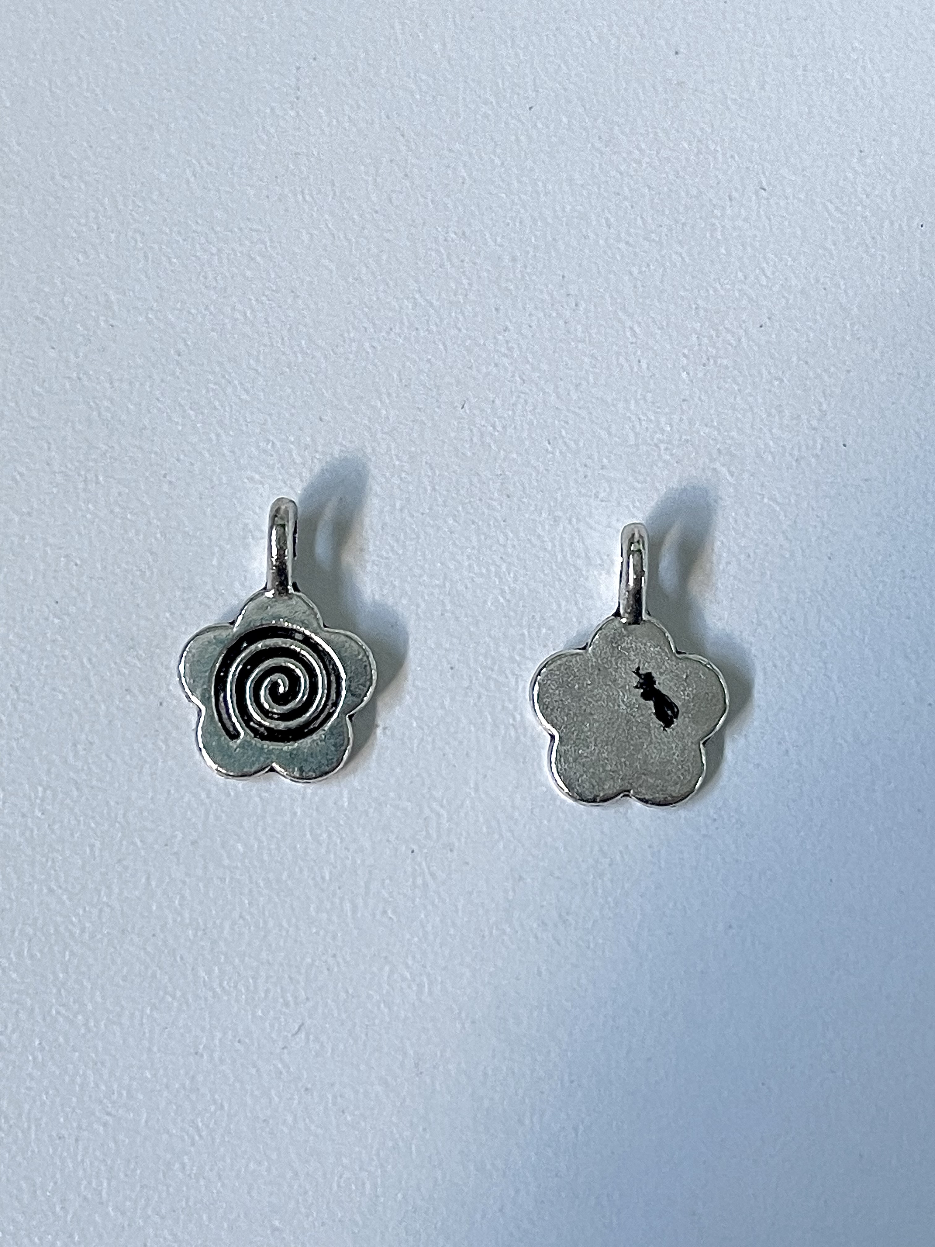Silver Swirly Flower Charms
