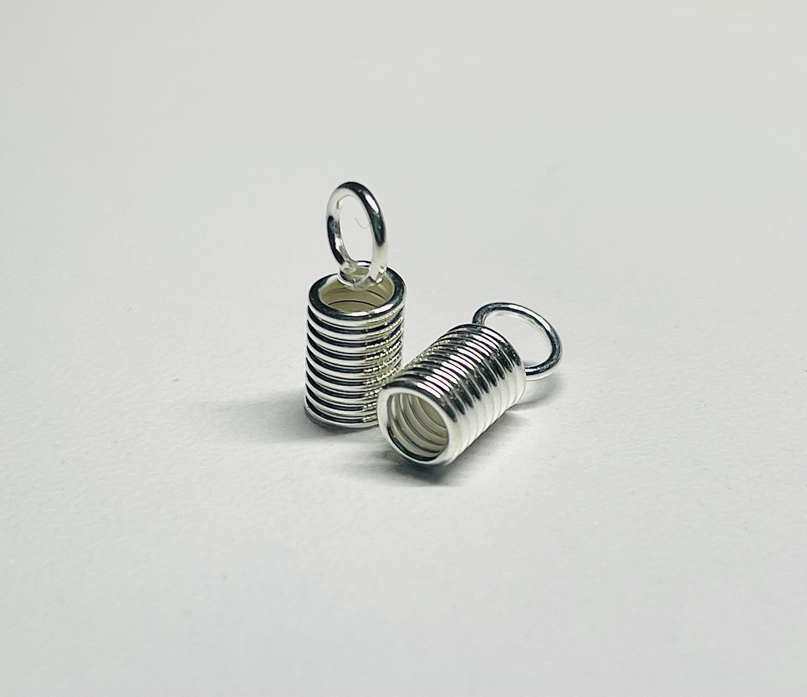 Silver Spiral Kimihimo Rattan Cord Ends Caps