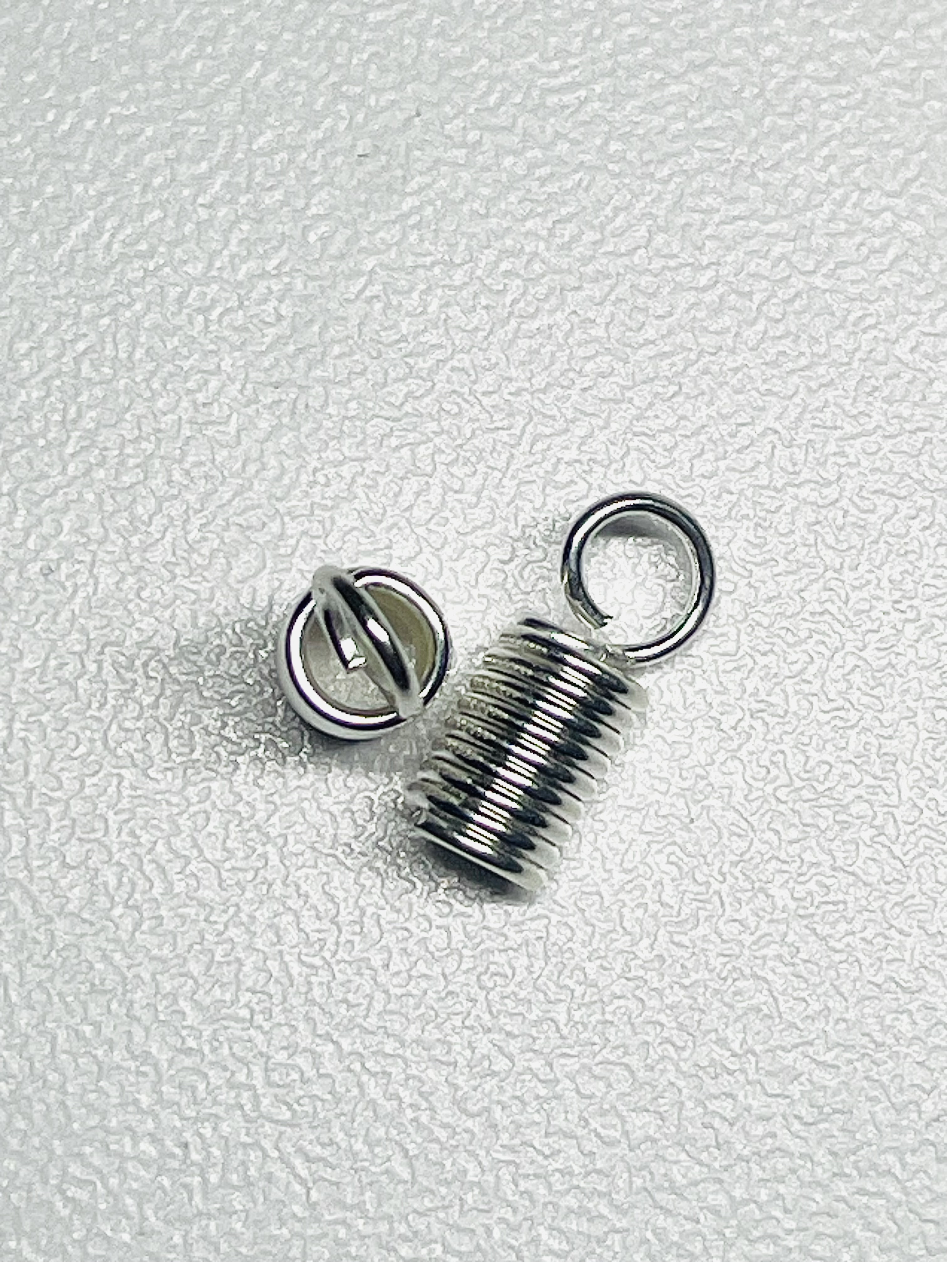 Silver Spiral Kimihimo Rattan Cord Ends Caps