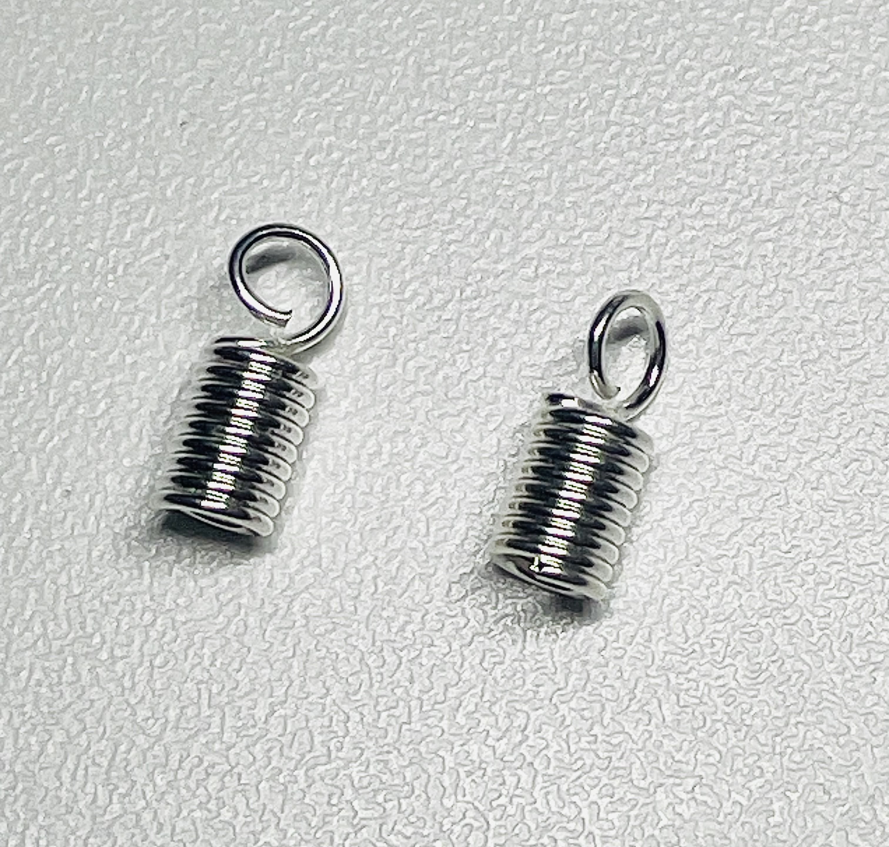 Silver Spiral Kimihimo Rattan Cord Ends Caps