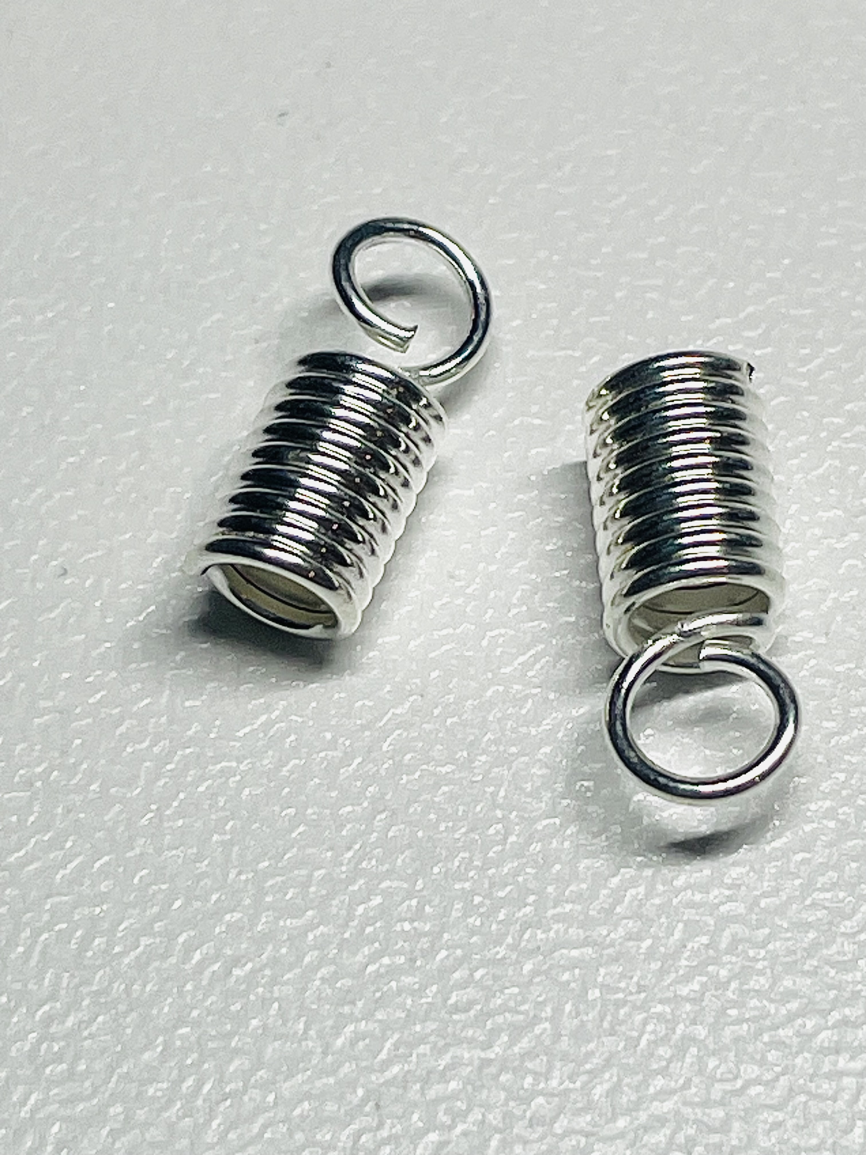 Silver Spiral Kimihimo Rattan Cord Ends Caps