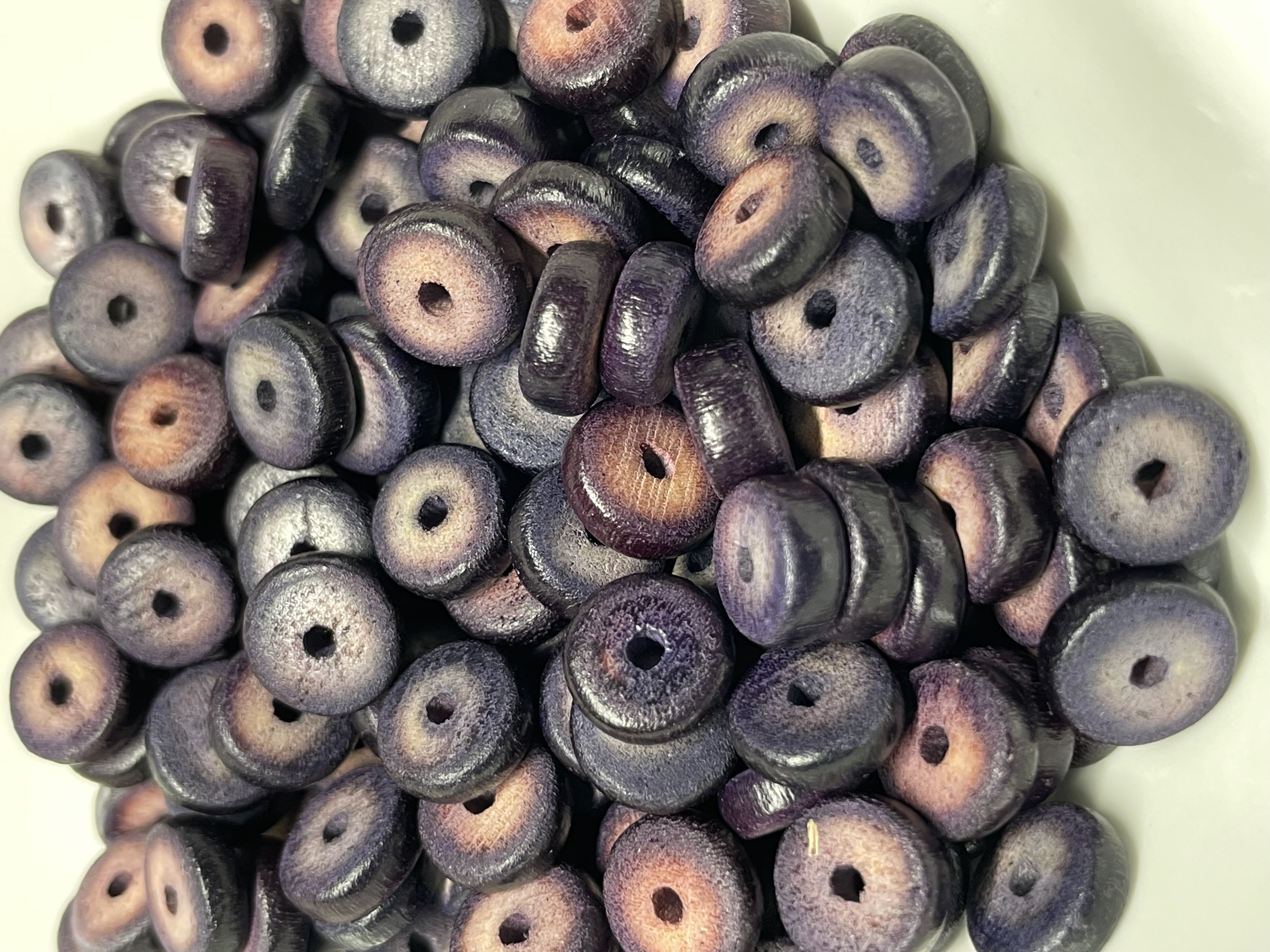 8mm Dark Purple Wood Pucalet Beads