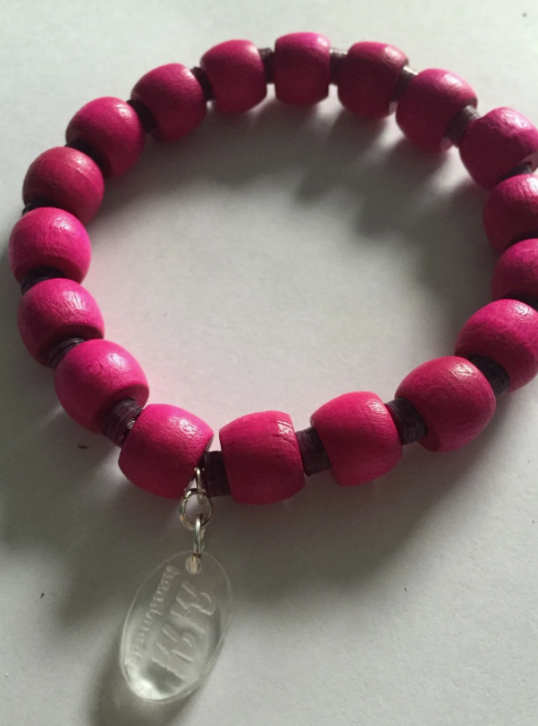 Pink Sequins and Wooden Beads Bracelet