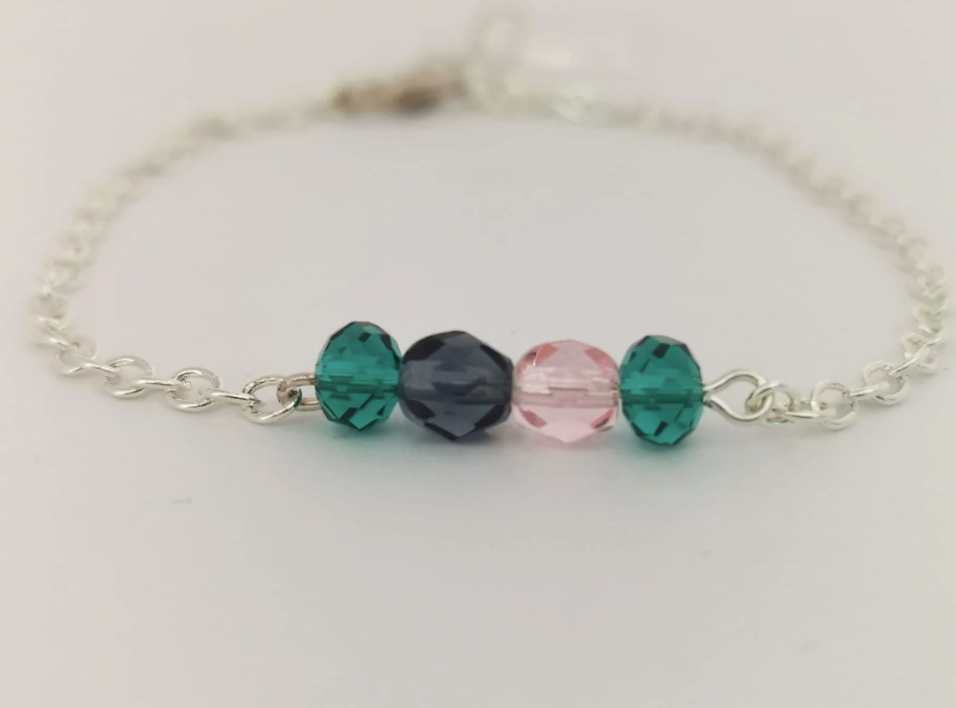 Pink, Purple and Jade Chain Bracelet