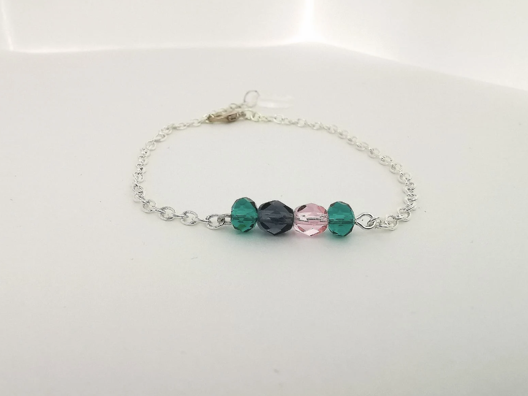 Pink, Purple and Jade Chain Bracelet