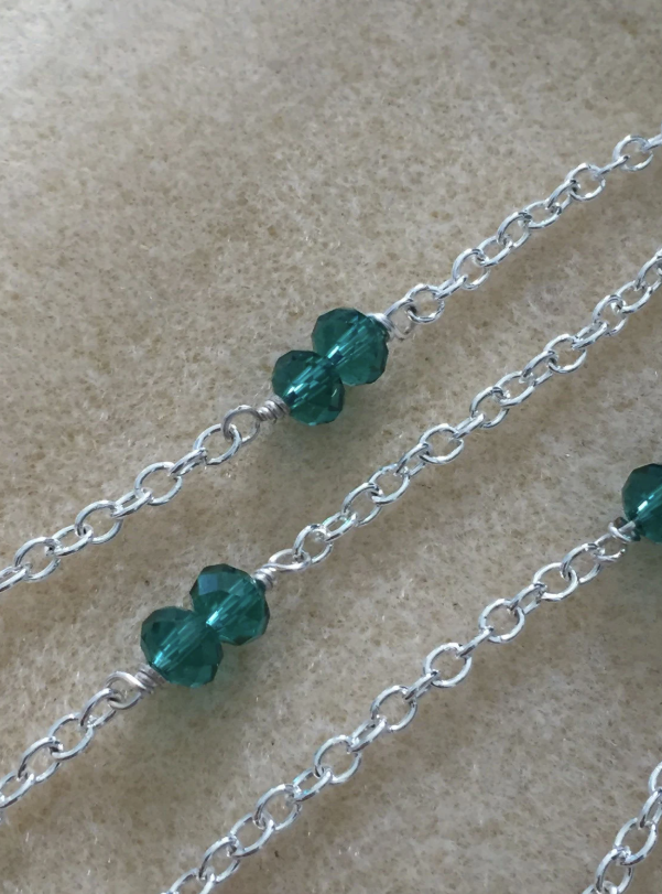 Pressed Jade Glass Chain Necklace
