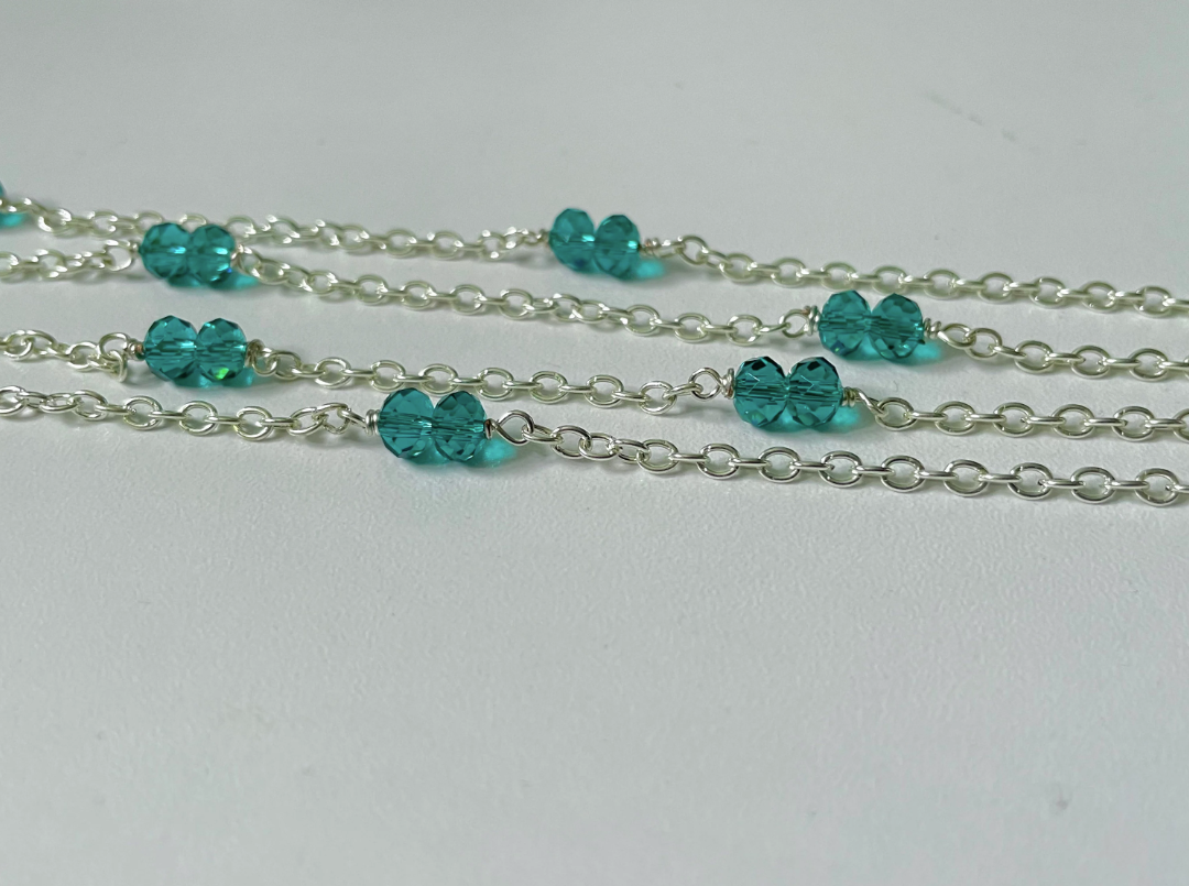 Pressed Jade Glass Chain Necklace
