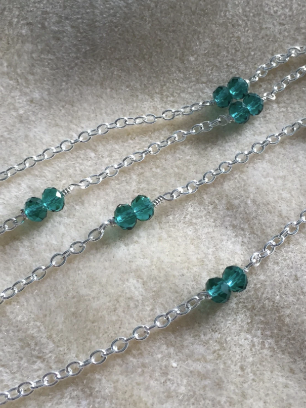 Pressed Jade Glass Chain Necklace