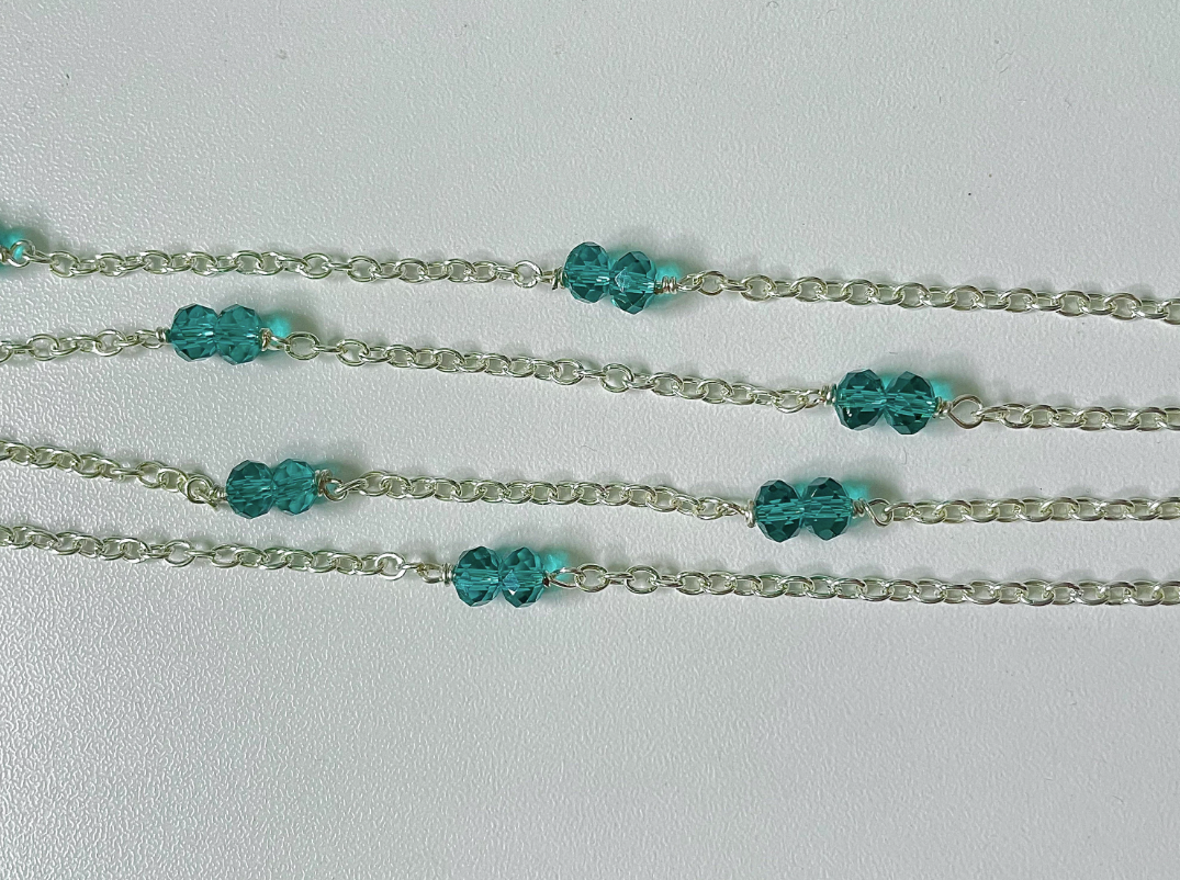 Pressed Jade Glass Chain Necklace