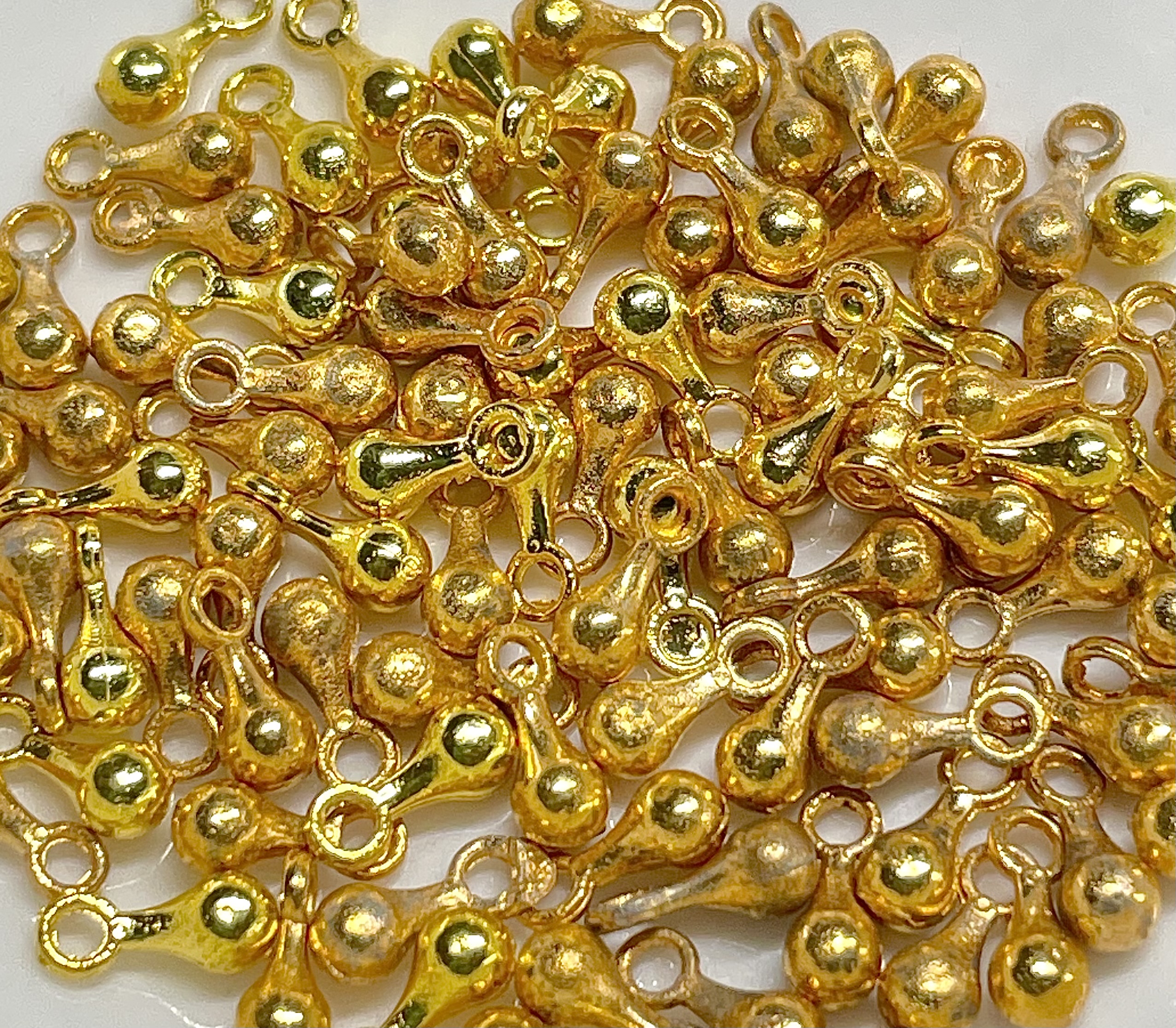 3x7mm Yellow and Rose Gold Plated Teardrop Extender Chain Ends