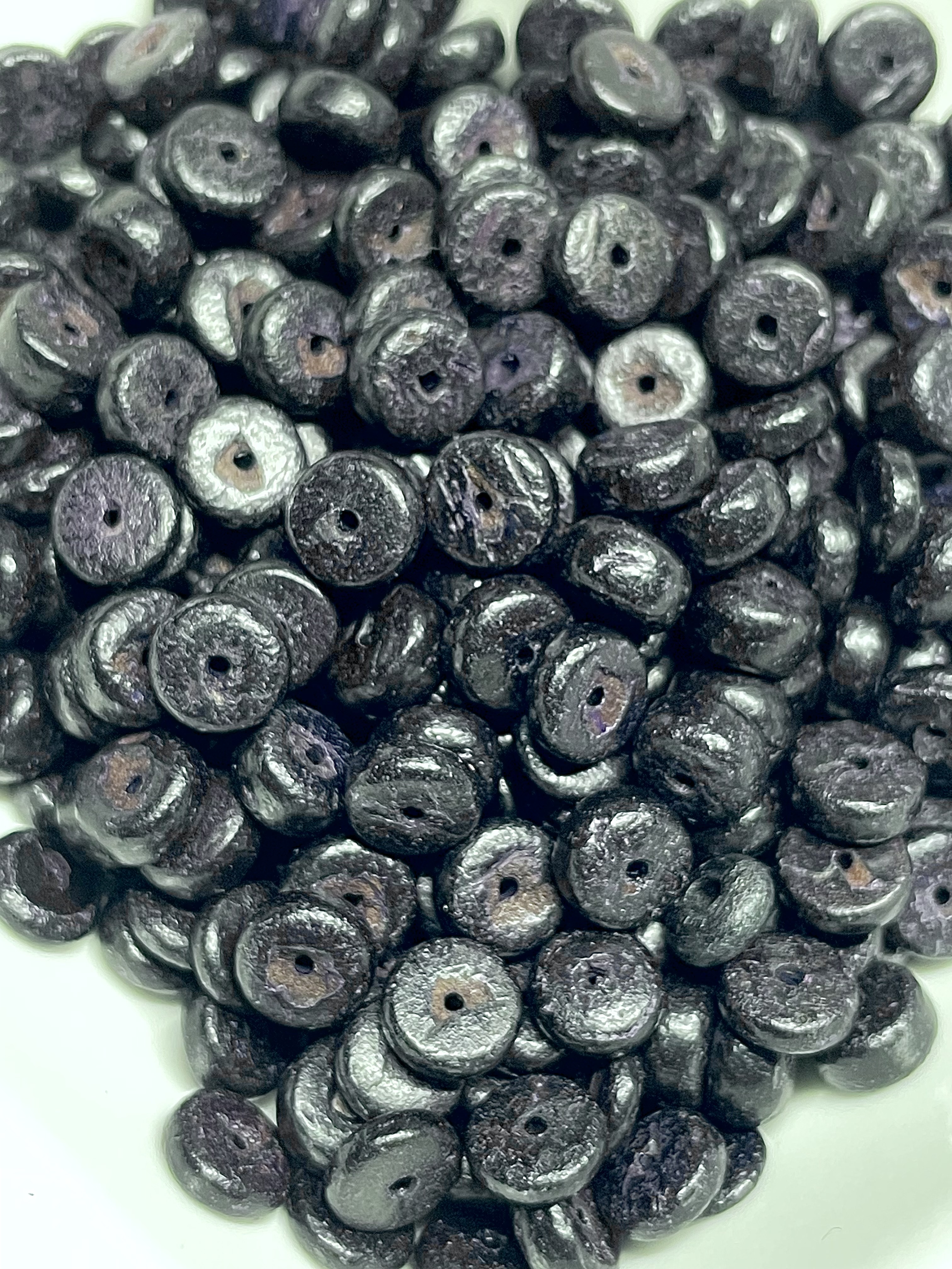 8mm Black Coconut Pucalet Beads