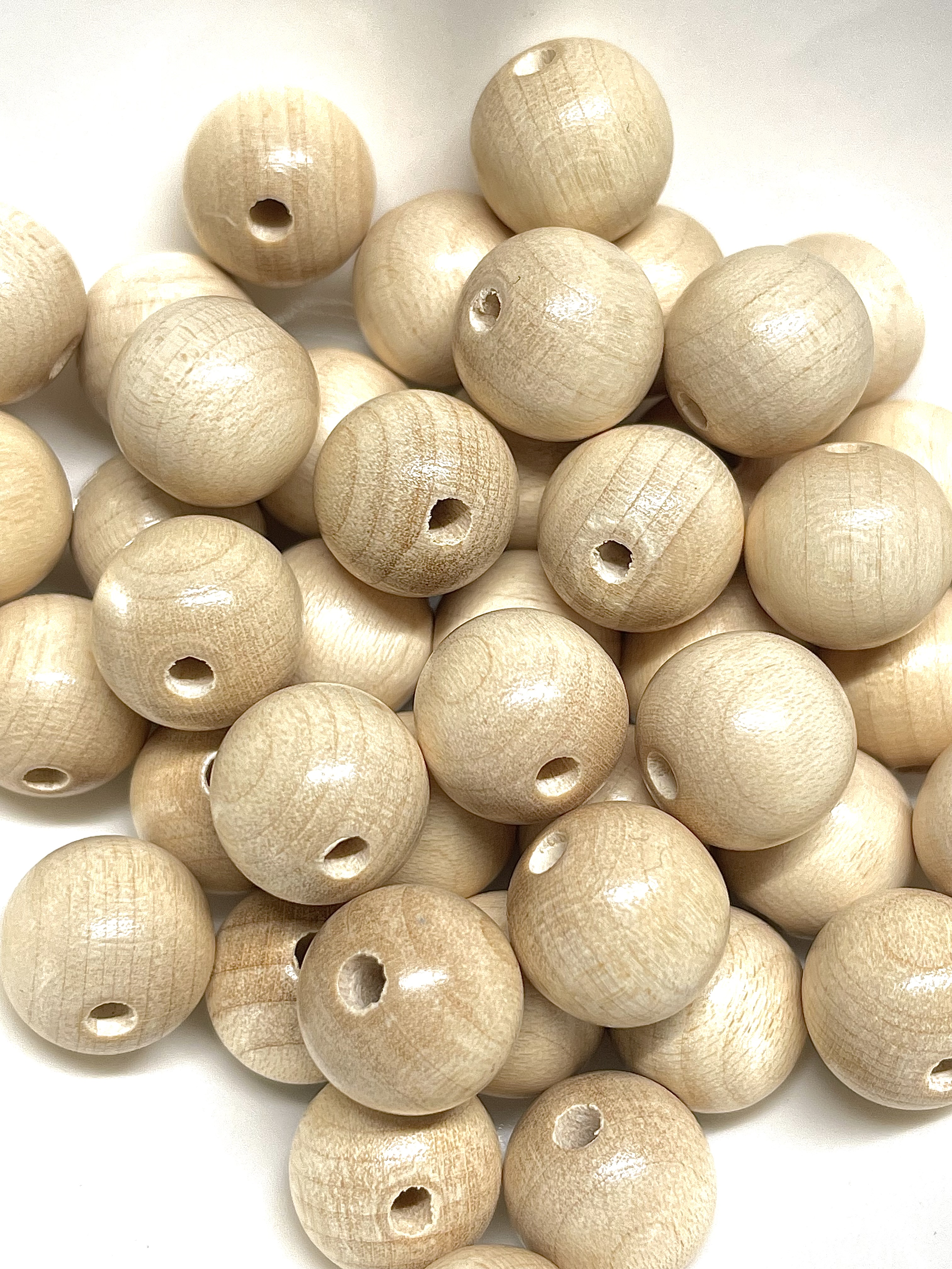 12mm Natural Round Wood Beads
