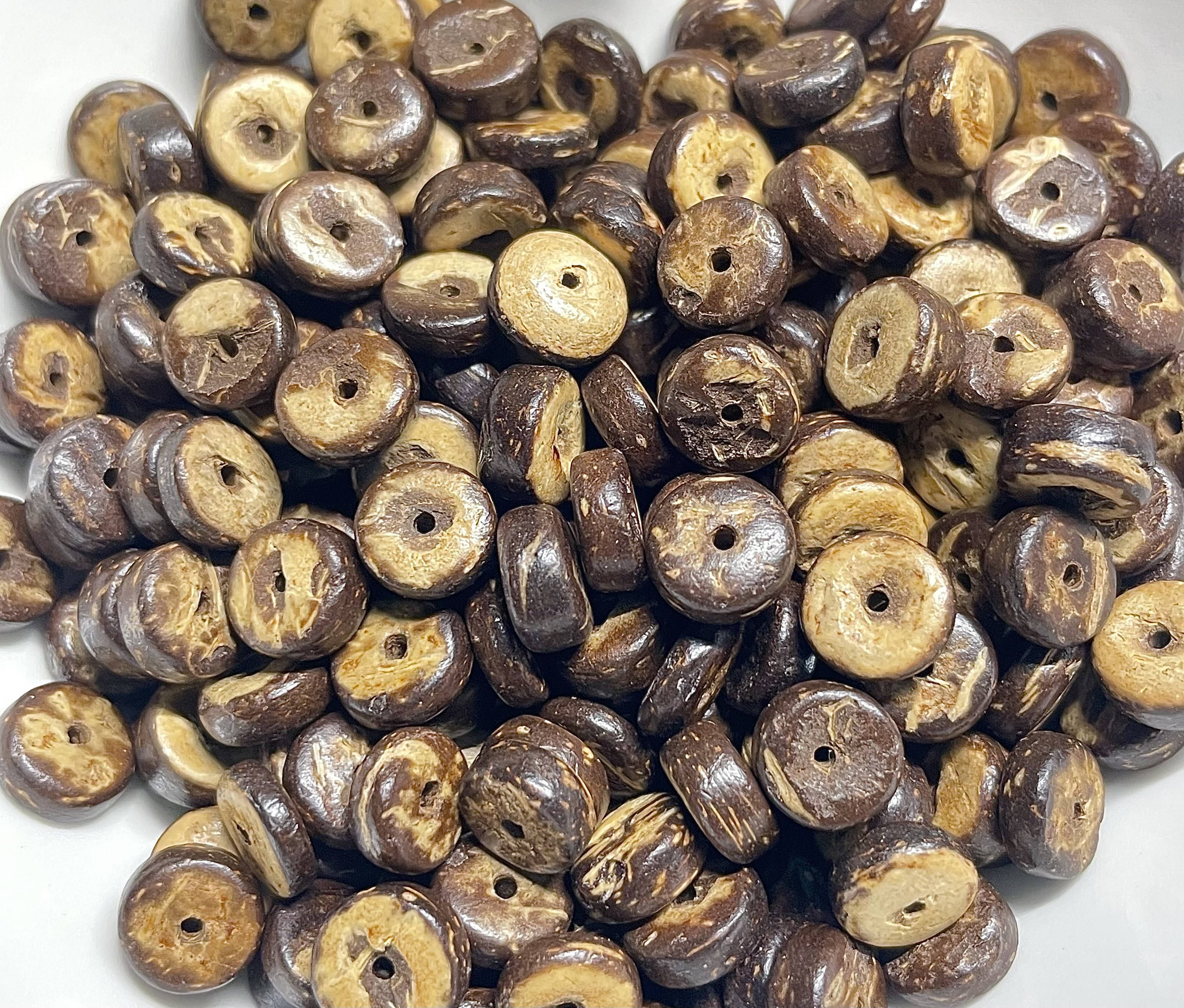 8mm Brown Coconut Pucalet Beads