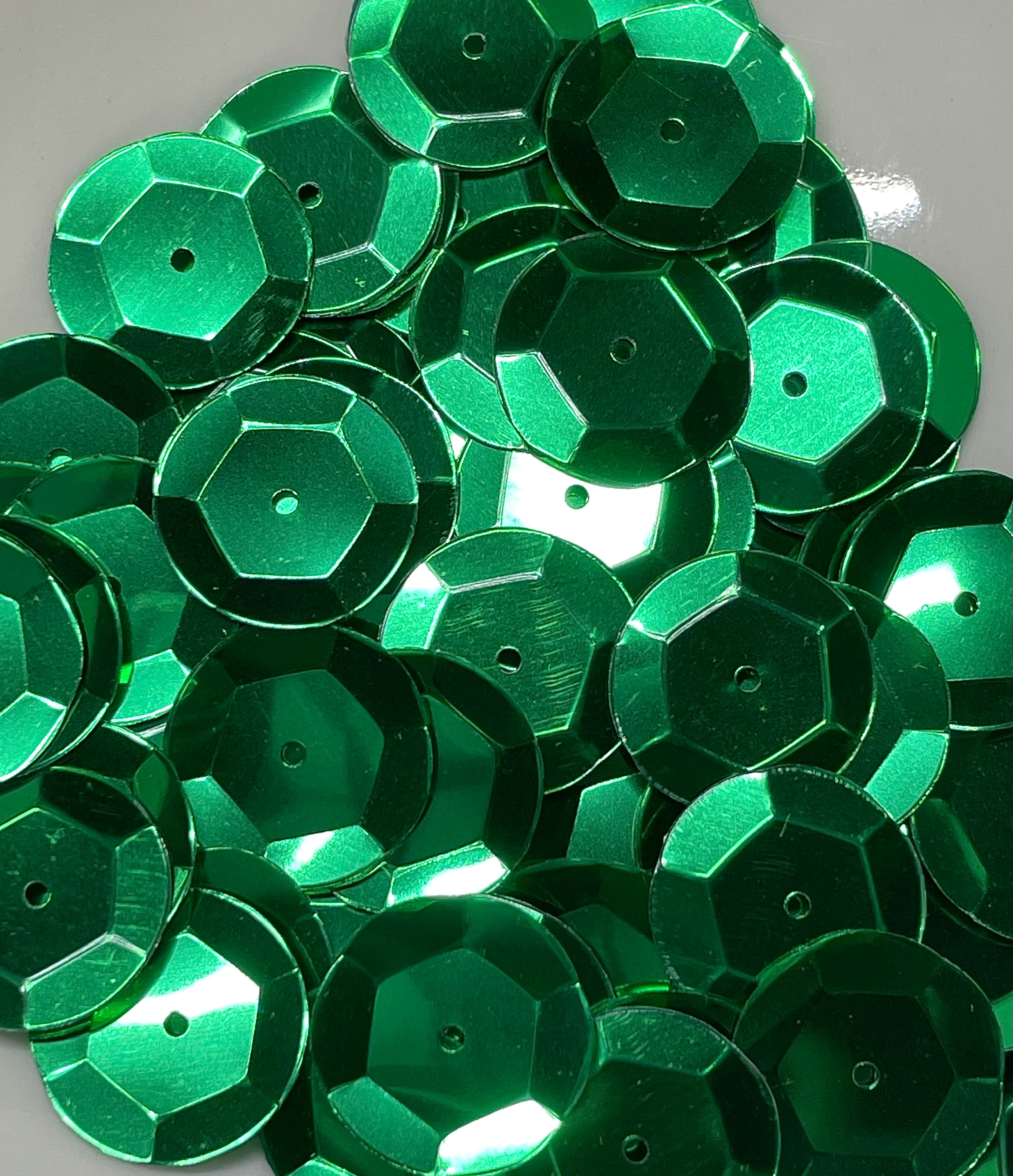 12mm Cupped Emerald Green Sequins