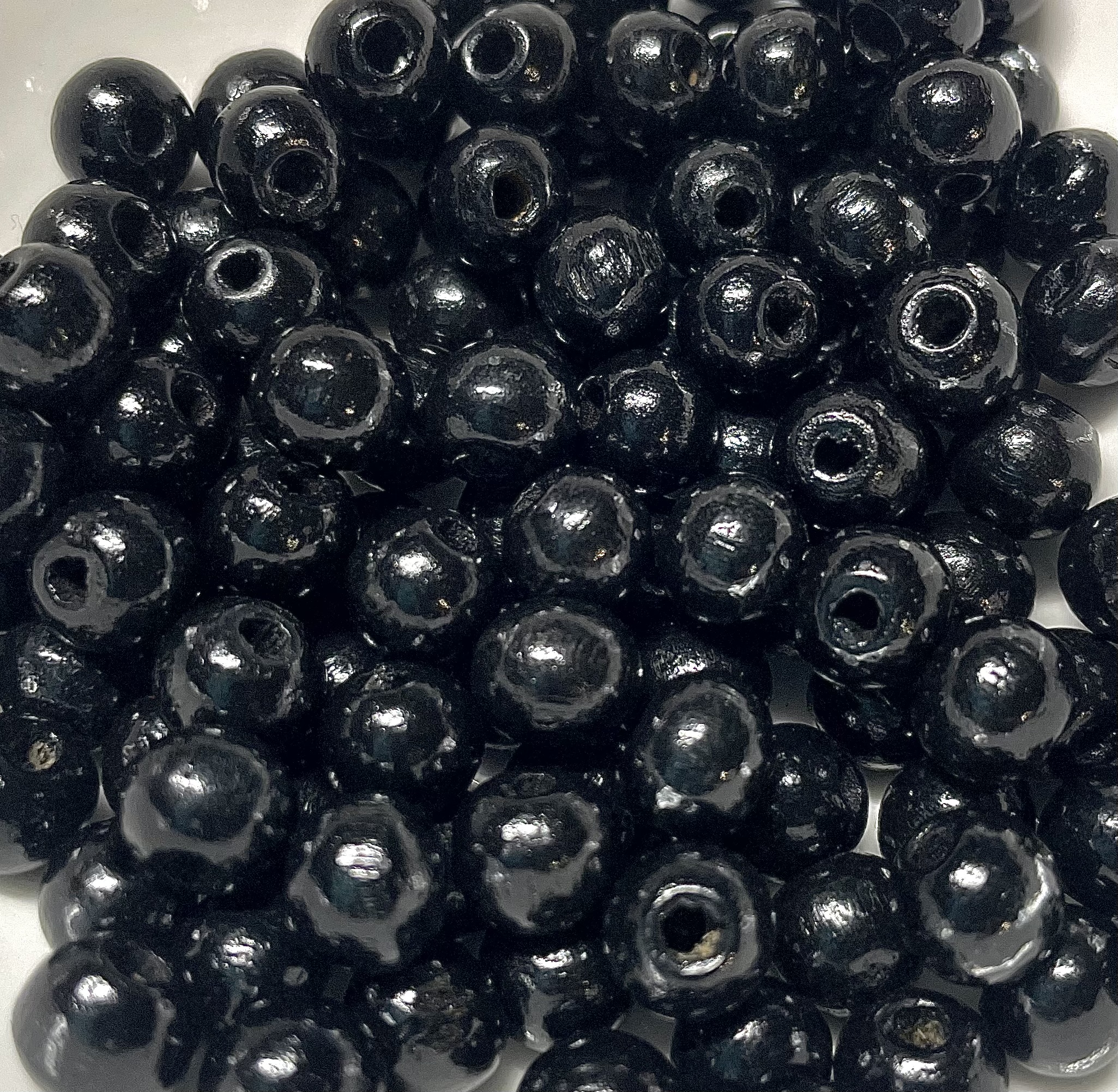 8mm Round Black Wood Beads