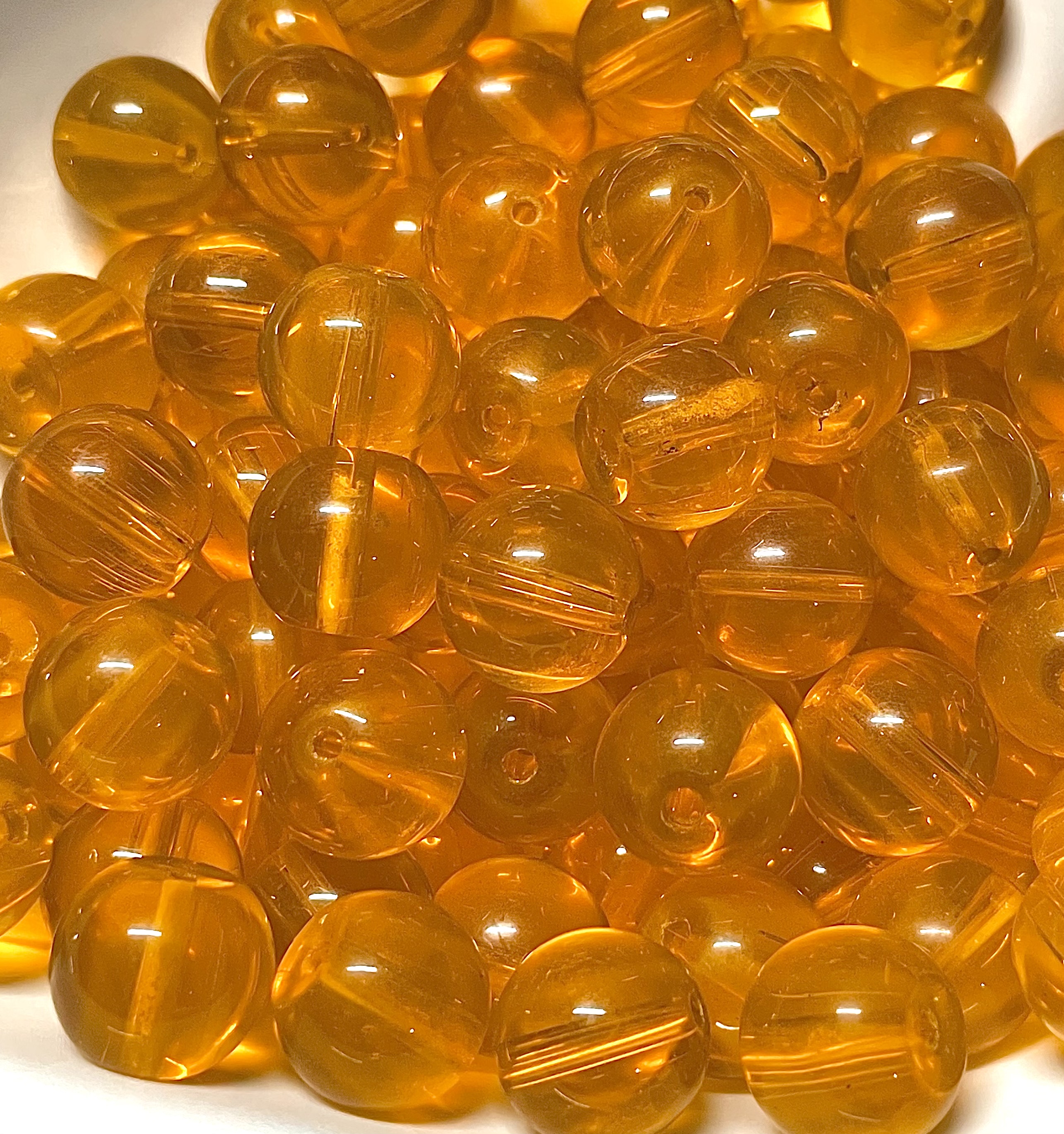 12mm Rich Honey Round Glass Beads 