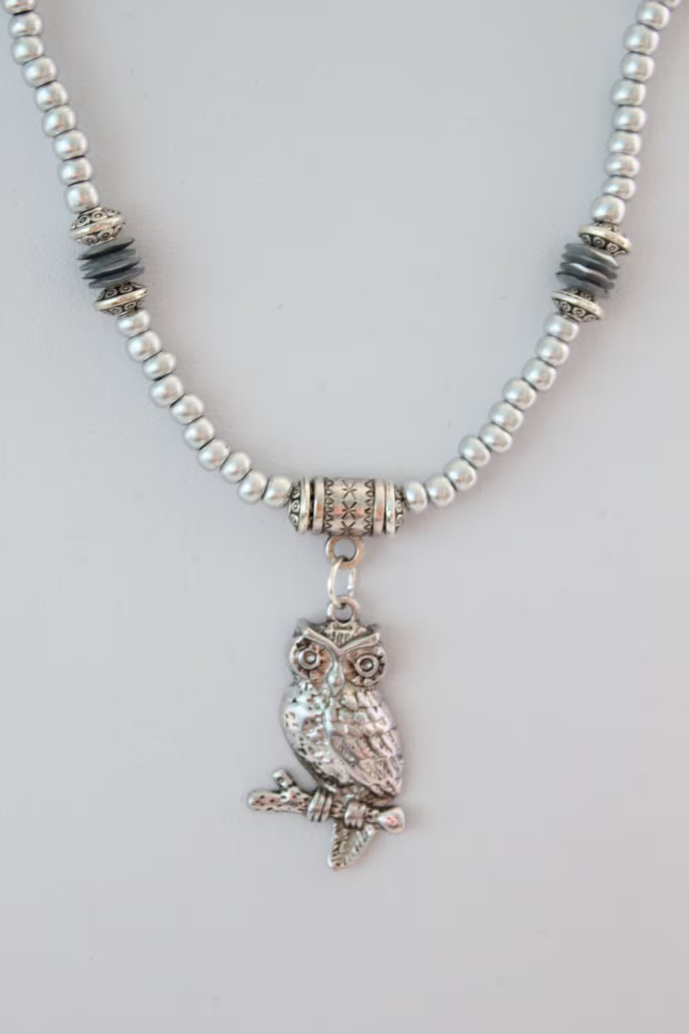Pretty Silver Owl Pendant Charm Necklace