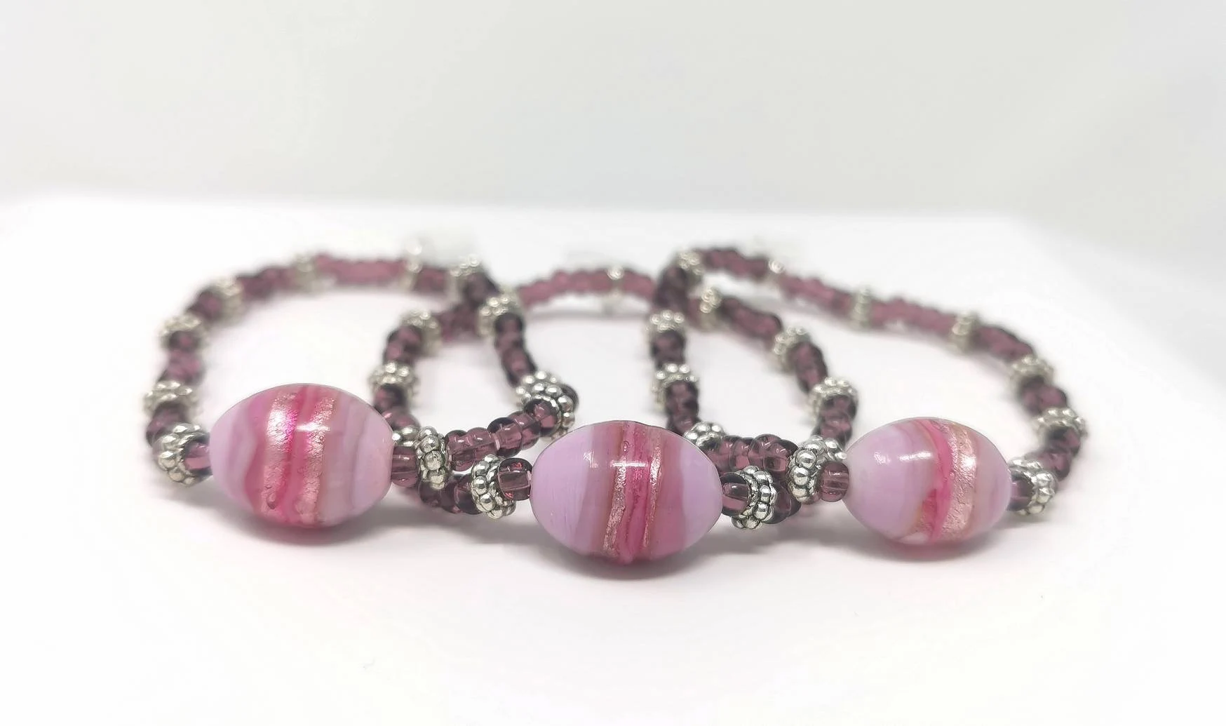 Purple and Pink Lampwork Bracelet
