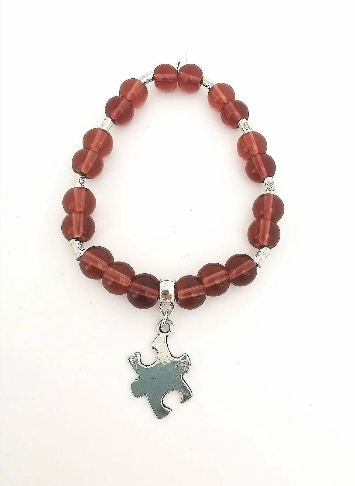 Purple and Tibetan Silver Puzzle Piece Autism Awareness Support Charm Bracelet