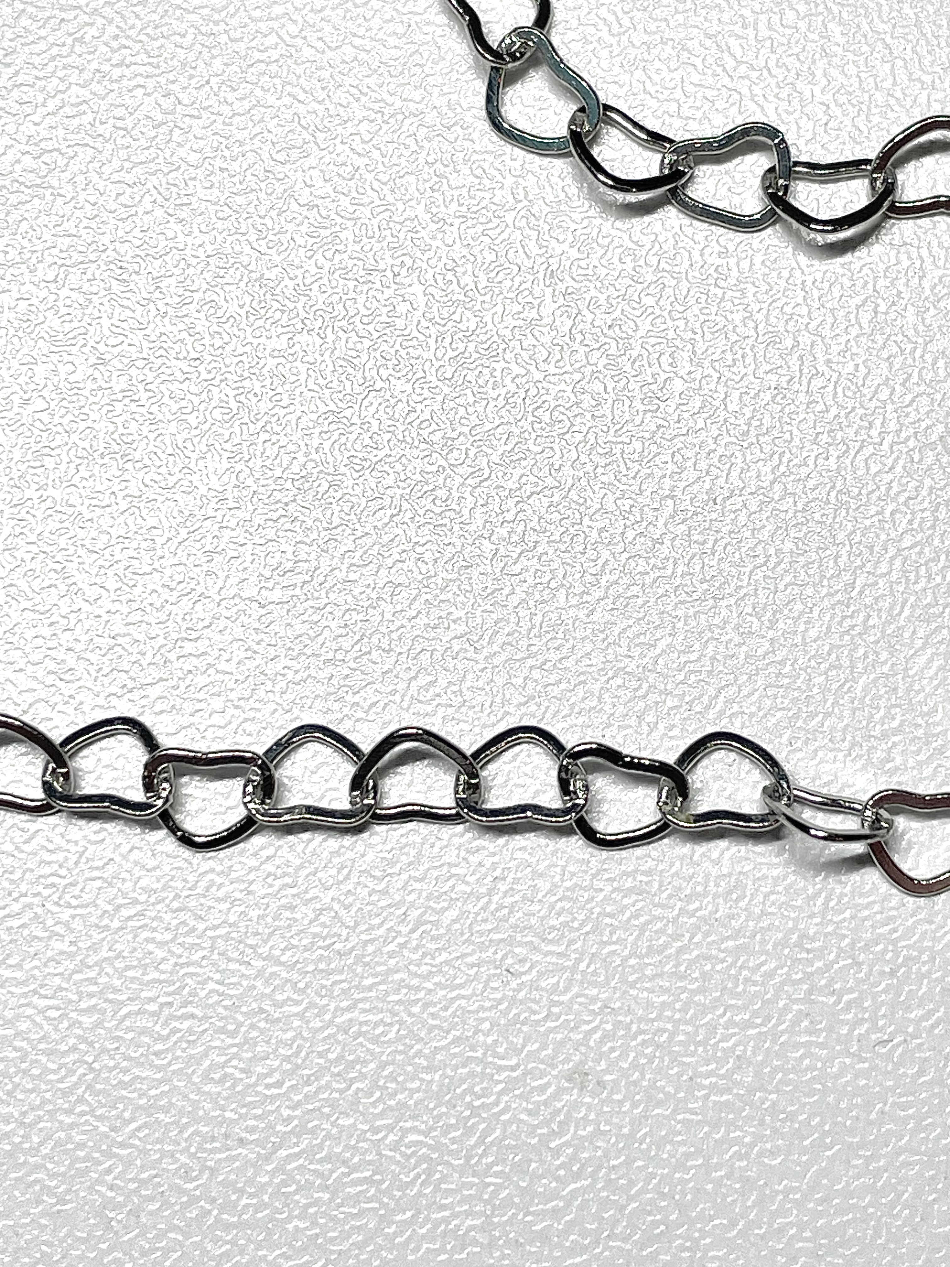 14k White Gold Plated Heart Chain