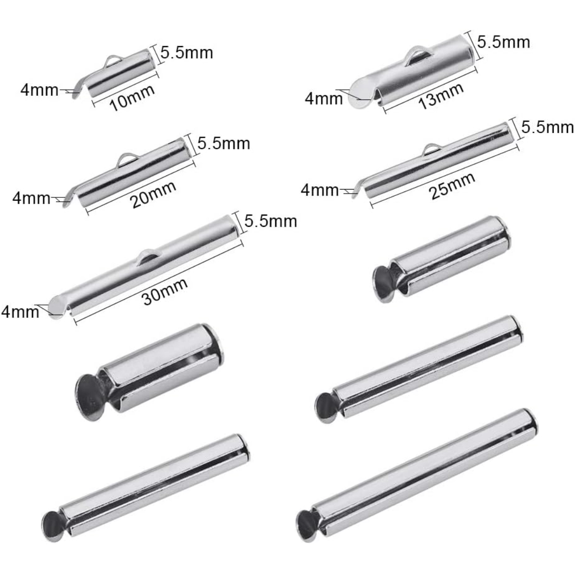 200x Iron Slide on End Clasp Tubes