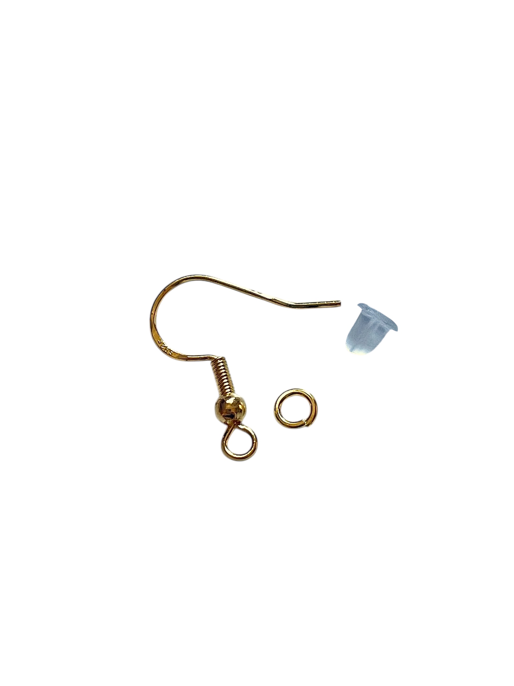925 Sterling Silver (Gold) Ear Wires Hooks with Jump Rings and Stoppers Rubber Backings