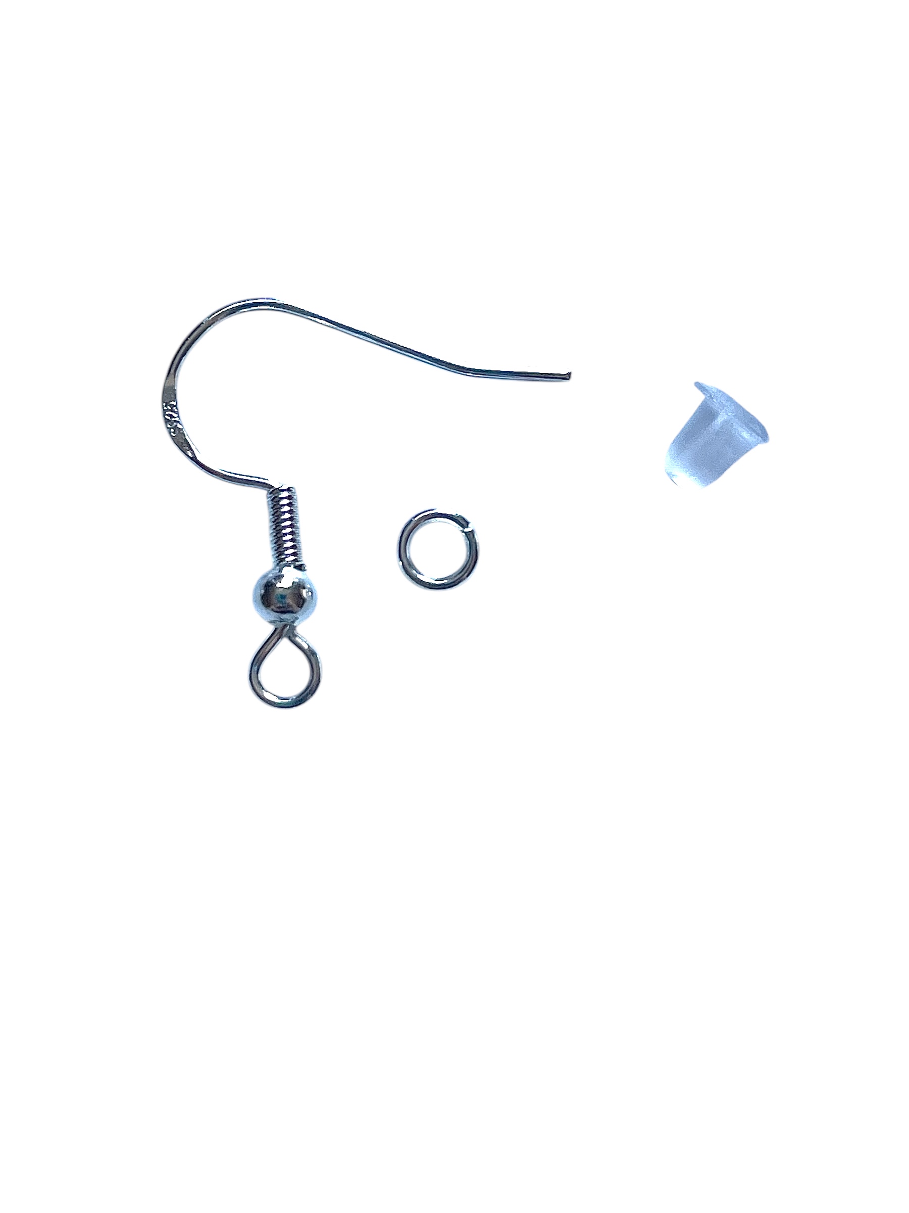 925 Sterling Silver (Silver) Ear Wires Hooks with Jump Rings and Stoppers Rubber Backings