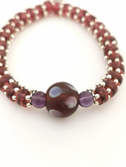 Purple Lampglass Glass, Amethyst Glass and Star Bracelet