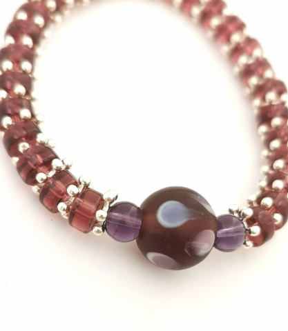 Purple Lampglass Glass, Amethyst Glass and Star Bracelet