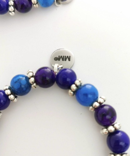 Purple and Blue Flower Charm Bracelet